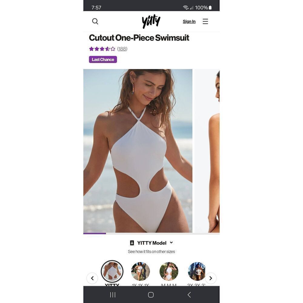 New XXS Fabletics White NOA String Tie One Piece Swimsuit Bathing Suit Swimwear